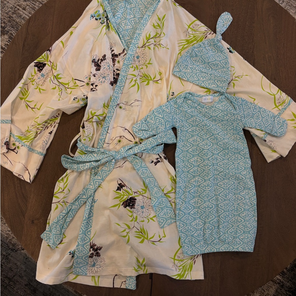 Floral Robe and Baby Gown Set